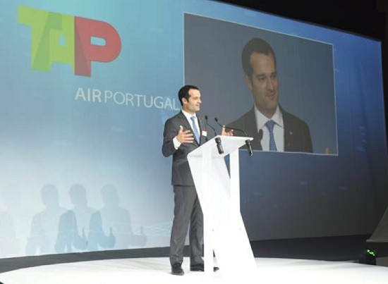 Antonoaldo Neves, PDG de TAP Air Portugal lors de la réception du nouvel appareil - DR TAP