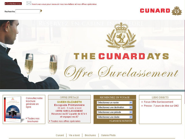 CIC : nouveau site web Cunard en France