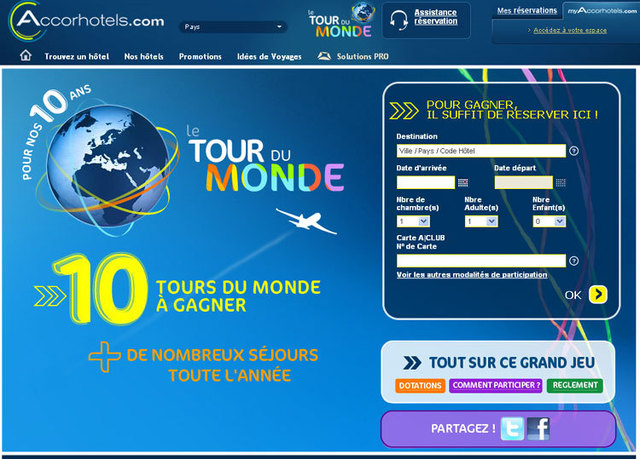 Accorhotels.com fête ses 10 ans et fait gagner 10 tours du monde Accorhotels.com fête ses 10 ans et fait gagner 10 tours du monde