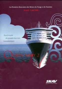 Le visuel des Premières Rencontres des Métiers du Voyage et du Tourisme organisées du 29 avril au 5 mai prochain à bord du Queen Mary 2