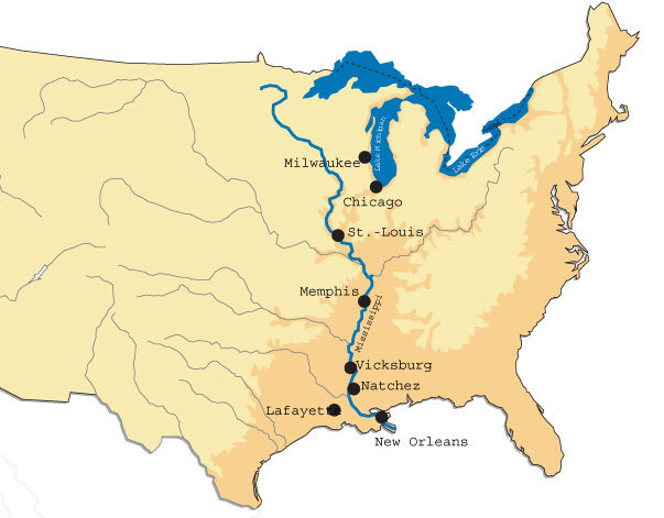 mississippi fleuve carte