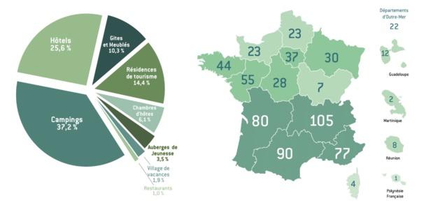 La répartition des établissements labellisés "Clé Verte" - Crédit photo : Clé Verte