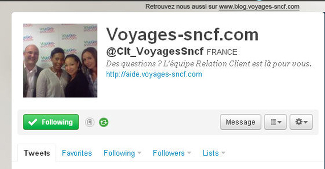 Voyages Sncf Com Le Service Relation Clients Sur Twitter