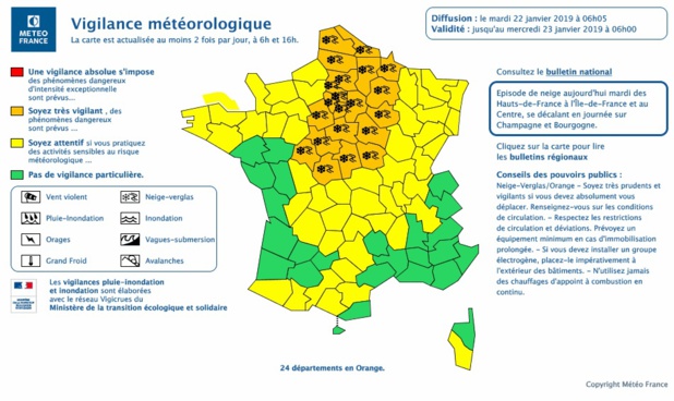Carte de Météo France - DR Carte de Météo France - DR