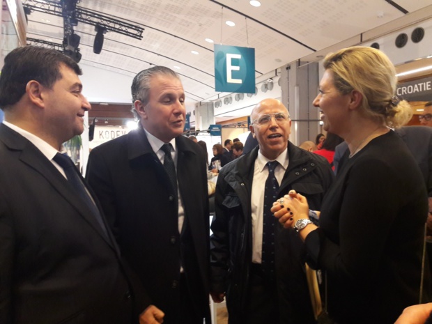 Karelle Geyer, Commissaire Général des Thermalies accueille René Trabelsi Ministre du Tourisme de Tunisie et S.E. Abdelaziz Rassaa Ambassadeur de Tunisie en France. MS.