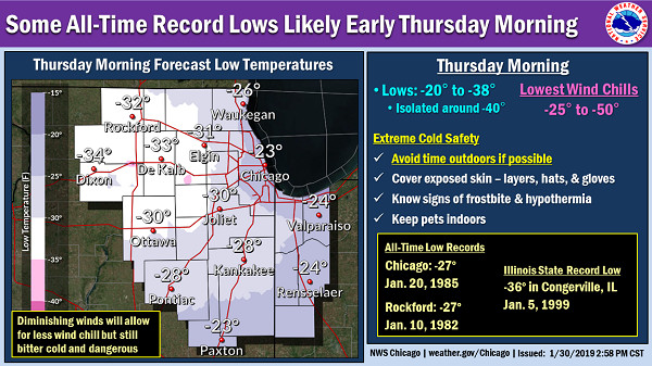 USA, une vague de froid bloque les transports et le consulat de France à Chicago - Crédit photo : US National Weather Service Chicago Illinois