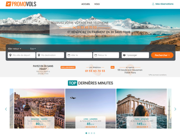 Des changement dès la page d'accueil - Exemple avec Promovols Des changement dès la page d'accueil - Exemple avec Promovols