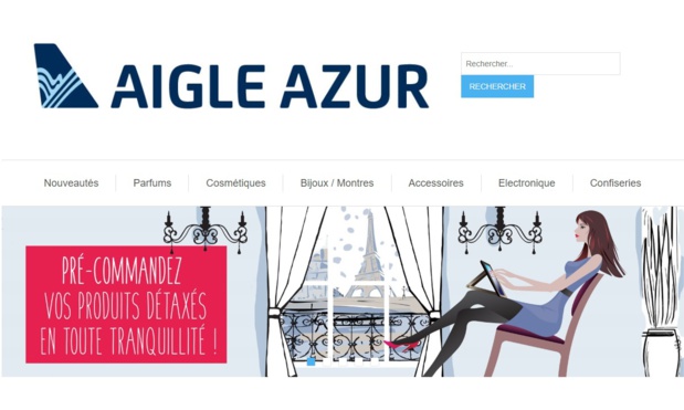 Aigle Azur livre les commandes de produits détaxés à bord de ses avions - Crédit photo : Aigle Azur