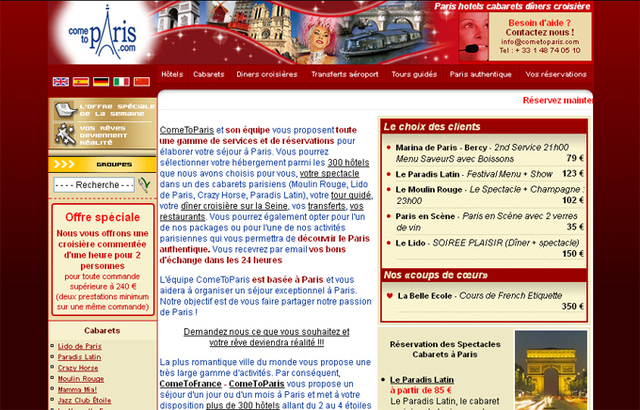 ''Les deux sites Cometoparis.com et soirees-a-paris.com représentent 65% de l'activité du groupe, avec une clientèle française (40%) et étrangère (60%)'' - DR ''Les deux sites Cometoparis.com et soirees-a-paris.com représentent 65% de l'activité du groupe, avec une clientèle française (40%) et étrangère (60%)'' - DR