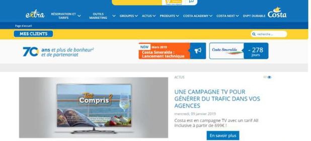 L’agence accède à la liste de ses clients qui ont déjà fait une croisière Costa, et qui bénéficient en ce moment de coupons promotionnels offerts par le croisiériste - DR Costa