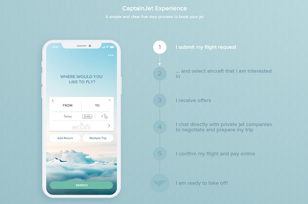 CaptainJet propose de réserver des avions privés depuis son application - Crédit photo : CaptainJet