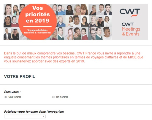 CWT France enquête sur les priorités 2019 dans le voyage d'affaires CWT France enquête sur les priorités 2019 dans le voyage d'affaires