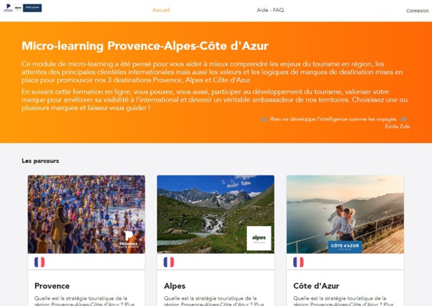 Le site de formation en ligne lancé par le CRT PACA - DR Le site de formation en ligne lancé par le CRT PACA - DR