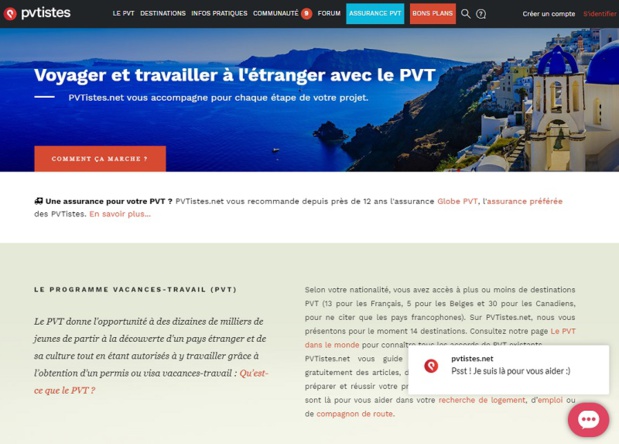 Le site PVtistes.net est un guide pour les jeunes qui souhaitent bénéficier du Programme Vacances-Travail - DR Le site PVtistes.net est un guide pour les jeunes qui souhaitent bénéficier du Programme Vacances-Travail - DR