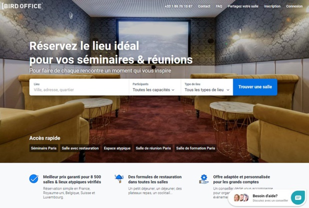Bird Office est une plateforme qui permet de réserver des espaces pour les événements - DR Bird Office est une plateforme qui permet de réserver des espaces pour les événements - DR