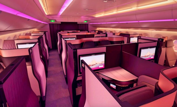 La Q suite est proposée sur les vols du soir entre Paris et Doha, opérés en Boeing 777 © Qatar Airways La Q suite est proposée sur les vols du soir entre Paris et Doha, opérés en Boeing 777 © Qatar Airways
