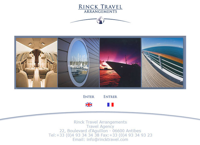 Le site web de l'agence Rinck Travel Arrangements