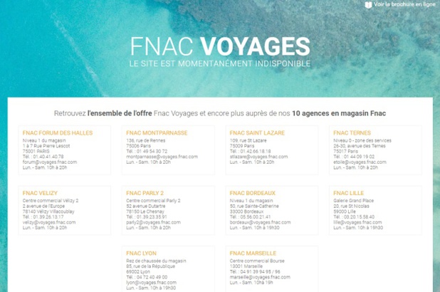 Le site de FNAC Voyages n'est plus disponible - DR Le site de FNAC Voyages n'est plus disponible - DR