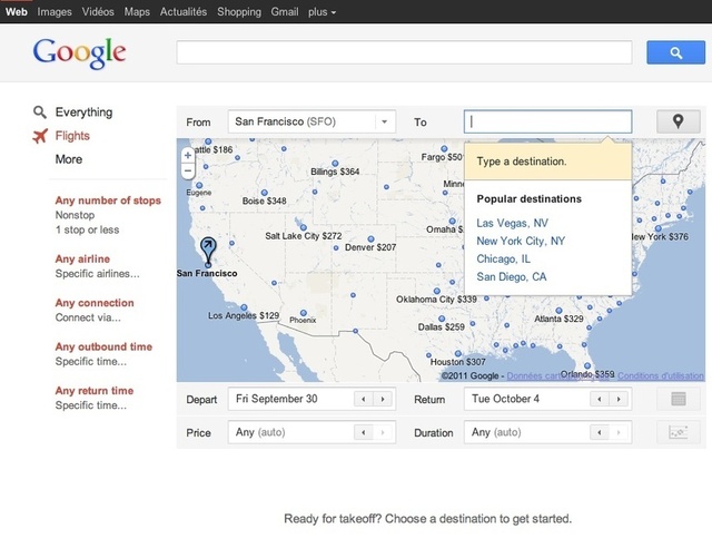 Google lance son comparateur de prix de billets d'avion : Flight Search.