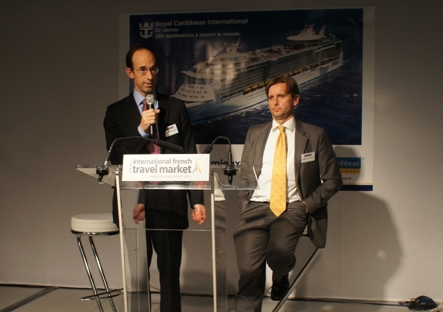 Adam Goldstein, PDT et CEO Worldwide de RCCL et Frédéric Martinez DG France lors de la conférence de presse qui s'est tenue à l'IFTM Top Resa