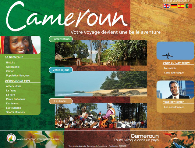 Le site Internet du Bureau d'Information Touristique pour l'Europe : Cameroun-infotourisme.com. Le site Internet du Bureau d'Information Touristique pour l'Europe : Cameroun-infotourisme.com.