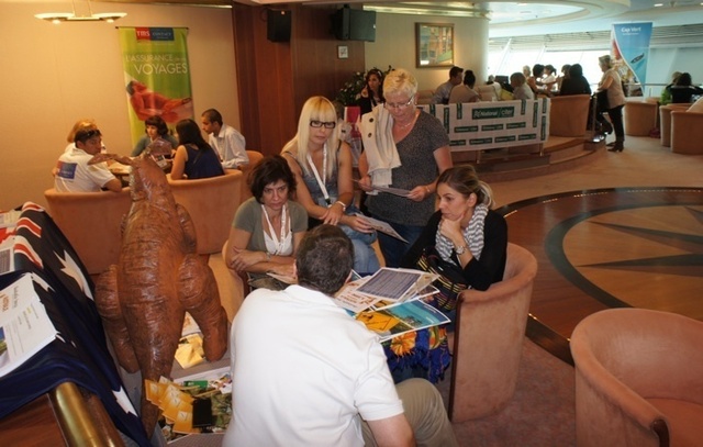 Les agents de voyages AS Voyages ont pu rencontrer les partenaires du réseau à l'occasion du workshop organisé à bord du Napoléon Bonaparte - DR : C.E. Les agents de voyages AS Voyages ont pu rencontrer les partenaires du réseau à l'occasion du workshop organisé à bord du Napoléon Bonaparte - DR : C.E.