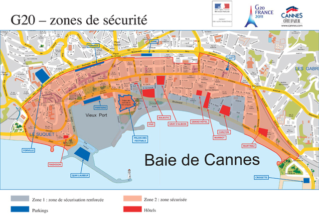 Une « zone de sécurisation renforcée » sera mise en place autour des principaux hôtels de la Croisette et du port de Cannes - DR Une « zone de sécurisation renforcée » sera mise en place autour des principaux hôtels de la Croisette et du port de Cannes - DR