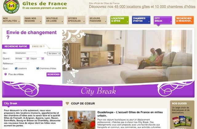 La page web des séjours city break, qui propose des hébergement en ville. Un site internet spécifique sera lancé au printemps 2012. La page web des séjours city break, qui propose des hébergement en ville. Un site internet spécifique sera lancé au printemps 2012.