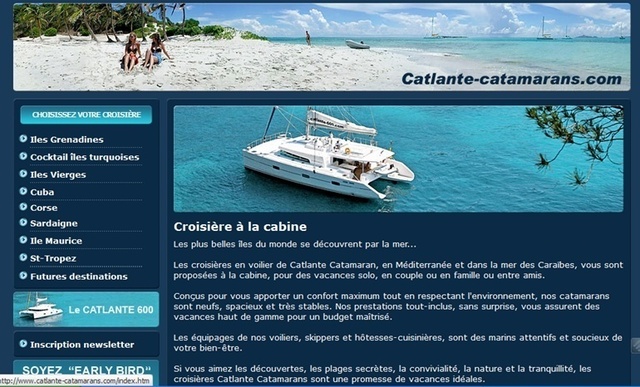 On a un l'impression de se trouver sur le site d’un TO maritime ou d’une grande compagnie de croisière. Par exemple, un choix multiple de destinations allant de la Corse et de la Sardaigne aux îles des Caraïbes. On ne réserve ni ne paie en ligne. Pour la réservation il faut appeler un call center. On ne change pas une méthode qui gagne... On a un l'impression de se trouver sur le site d’un TO maritime ou d’une grande compagnie de croisière. Par exemple, un choix multiple de destinations allant de la Corse et de la Sardaigne aux îles des Caraïbes. On ne réserve ni ne paie en ligne. Pour la réservation il faut appeler un call center. On ne change pas une méthode qui gagne...