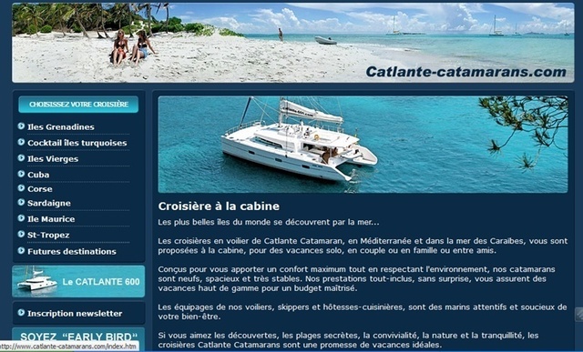 On a un l'impression de se trouver sur le site d’un TO maritime ou d’une grande compagnie de croisière.   Par exemple, un choix multiple de destinations allant de la Corse et de la Sardaigne aux îles des Caraïbes.  On ne réserve ni ne paie en ligne. Pour la réservation il faut appeler un call center. On ne change pas une méthode qui gagne...