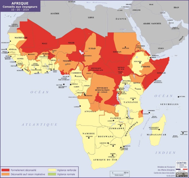La carte du Quai d'Orsay pour l'Afrique - DR