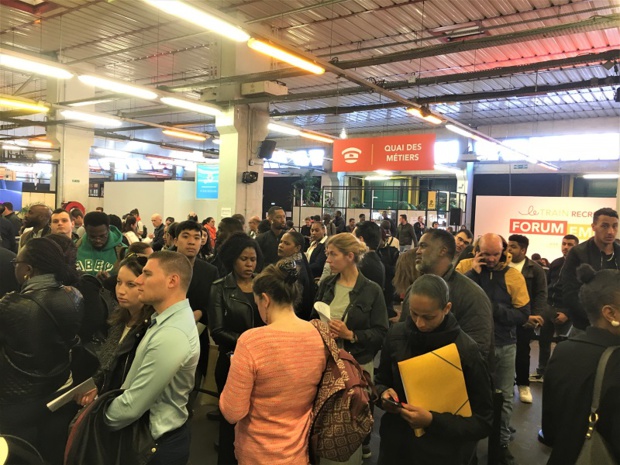 La SNCF a organisé un Forum de recrutement à Ground Control, dans le 12e arrondissement de Paris, les 13 et 14 mai 2019. 8000 personnes se sont inscrites à l'événement. 4500 postes sont à pourvoir cette année au sein de l'entreprise. - CL