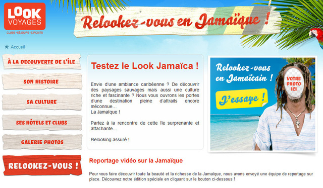 Le mini-site lancé par Look Voyages et dédié à la Jamaïque.