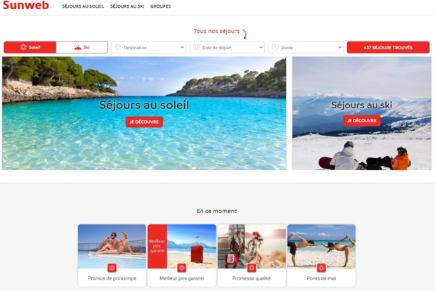 Le site Sunweb fait partir 100 000 voyageurs français par an - DR