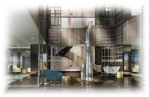 Dessin du futur lobby du Sofitel Los Angeles Dessin du futur lobby du Sofitel Los Angeles