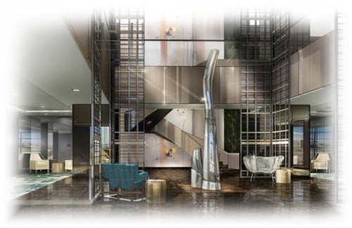 Dessin du futur lobby du Sofitel Los Angeles