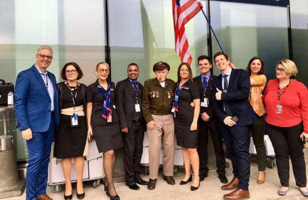 American Airlines a transporté la vingtaine de vétérans américains du Débarquement et leurs invités - DR American Airlines a transporté la vingtaine de vétérans américains du Débarquement et leurs invités - DR