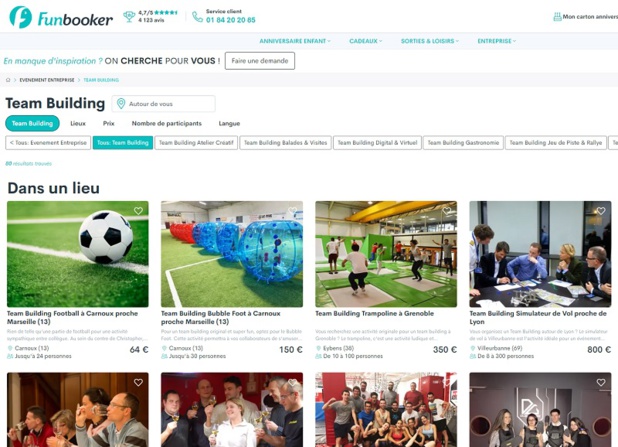 Le site propose désormais plus de 200 activités et expériences à destination des entreprises et de leurs équipes - DR : Funbooker Le site propose désormais plus de 200 activités et expériences à destination des entreprises et de leurs équipes - DR : Funbooker