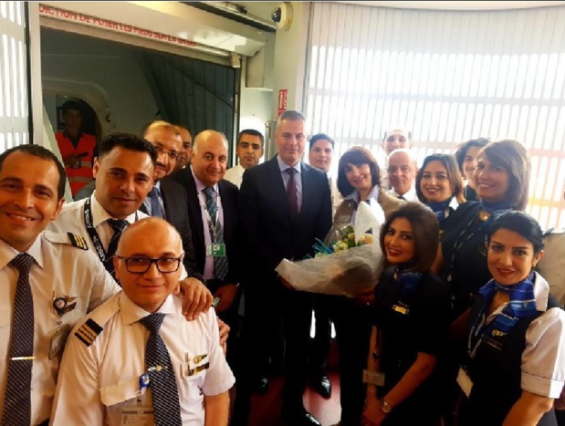 Le Capitaine Ahmed Adel et Mr. Ehab Ghazy, Président et Vice-Président d’Egyptair Holding était présent pour ce premier vol du Dreamliner B787-9 entre Paris et Le Caire  - DR