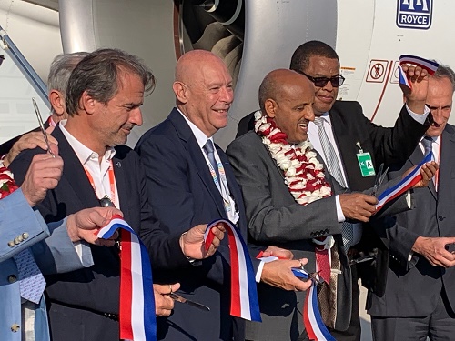 Jean-Luc Chauvin (CCI), Philippe Bernand (Aéroport Marseille Provence) et Tewolde GebreMariam (Ethiopian Airlines) lors de l'inauguration du vol - Photo : J.B.