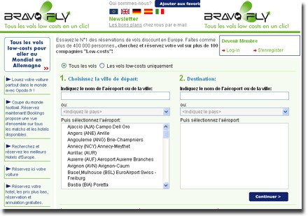 Moteur Low Cost : BravoFly.fr débarque en France