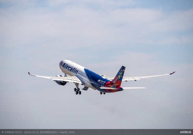 Le premier Airbus A330neo d'Aircalin, lors de son premier vol à Toulouse © Airbus 2019, A Doumenjou