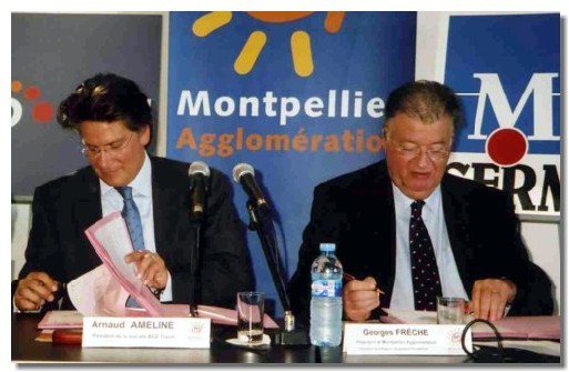 Arnaud Ameline, Directeur général de BCD Travel et Georges Frêche, président de l'Agglomération de Montpellier