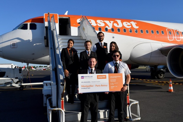 Après Berlin et Bristol, easyJet a lancé le 29 juillet 2019 sa ligne Paris CDG - Montpellier lors d'un vol inaugural - DR : easyJet