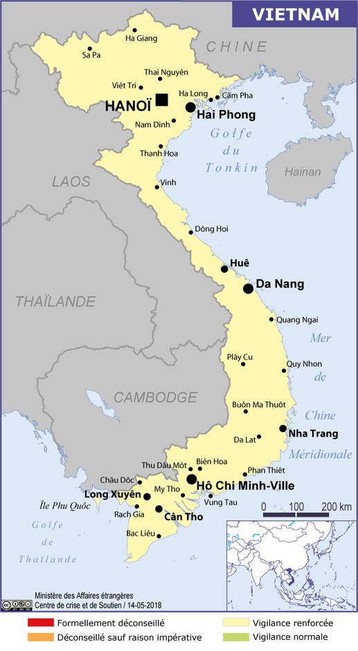 La carte du MEAE pour le Vietnam - DR