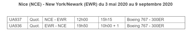 Nice - New York Newark : United Airlines lance un vol saisonnier sans escale Nice - New York Newark : United Airlines lance un vol saisonnier sans escale