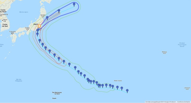 Le typhon Faxai a touché la région de Tokyo, avec des rafales de vent ayant dépassé les 200km/h - Crédit photo : Google Maps Le typhon Faxai a touché la région de Tokyo, avec des rafales de vent ayant dépassé les 200km/h - Crédit photo : Google Maps