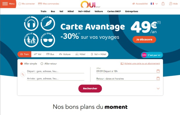 Oui.sncf affiche une belle progression des ventes cet été - DR Oui.sncf affiche une belle progression des ventes cet été - DR