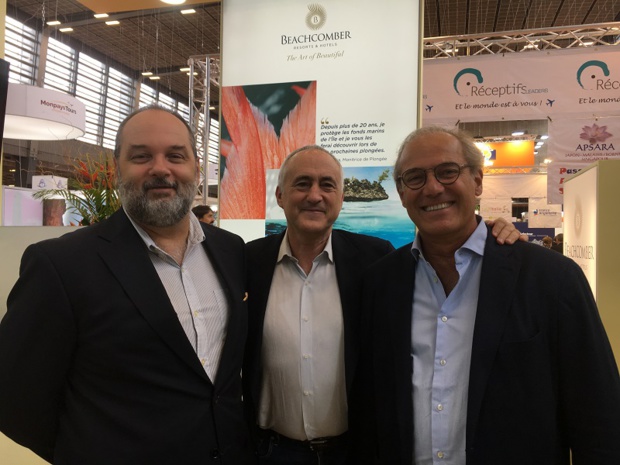 Nicolas Staub, directeur des ventes, François Venin, directeur marketing et commercial de Beachcomber et Rémi Sabarros, directeur de Beachcomber France, Belgique et Luxembourg. – CL