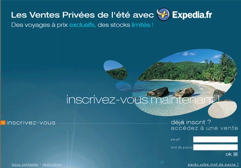 Expedia.fr lance un site de ventes privées